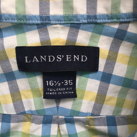 Lands’end Plaid Button Down Shirts 16 1/2 - 35 - Picture 4 of 8